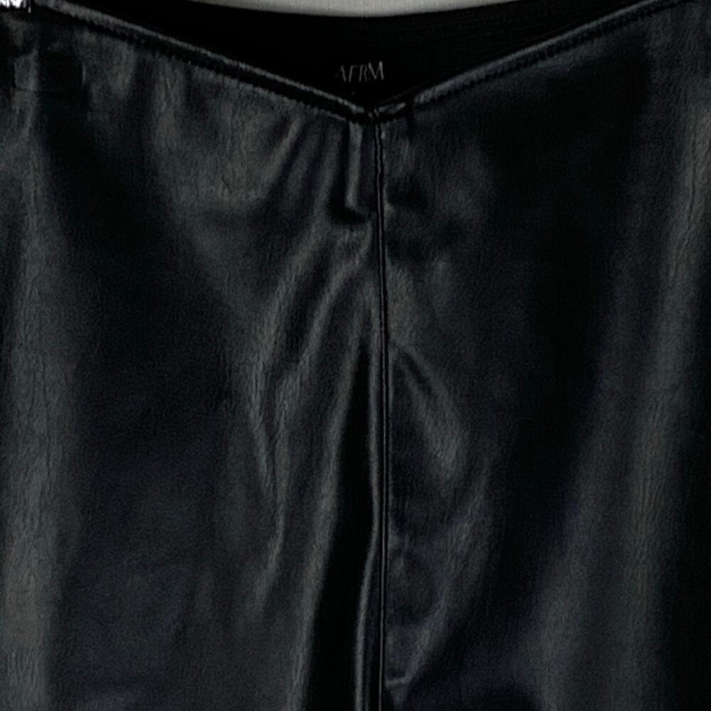 AFRM Black Faux Leather Mini Skirt S  V Front Edgy Chic Sleek Night Out NWT - Picture 4 of 9